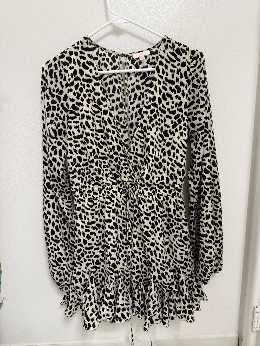 Luxxel Black and White Leopard Print Romper